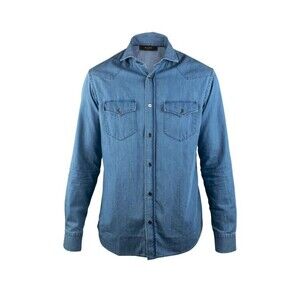 Moorer Denim Shirt With Mother-Of-Pearl Button Closure - NWT